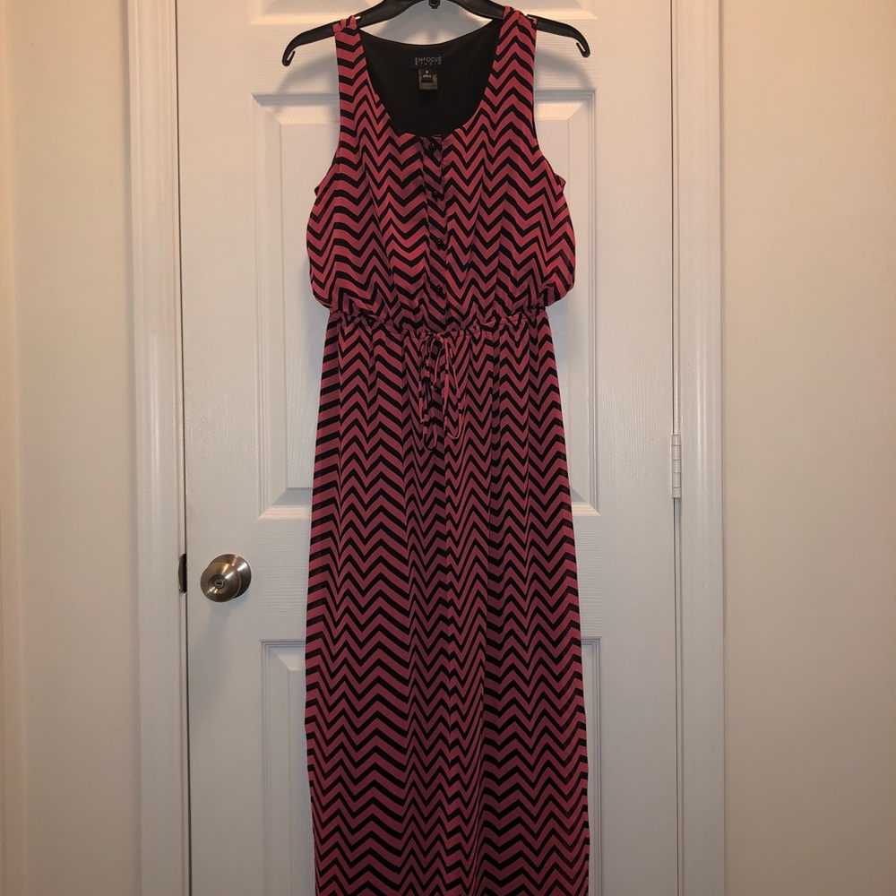 Pink Chevron Maxi Dress - Enfocus Studio